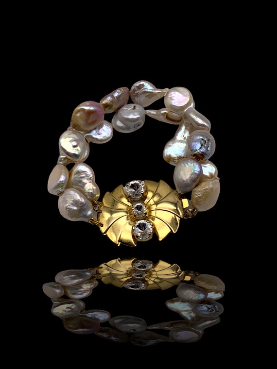 Luscious 2-Strand large genuine baroque pearls bla