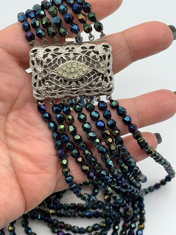Vintage carnival glass cascade 7 strands necklace… - image 9