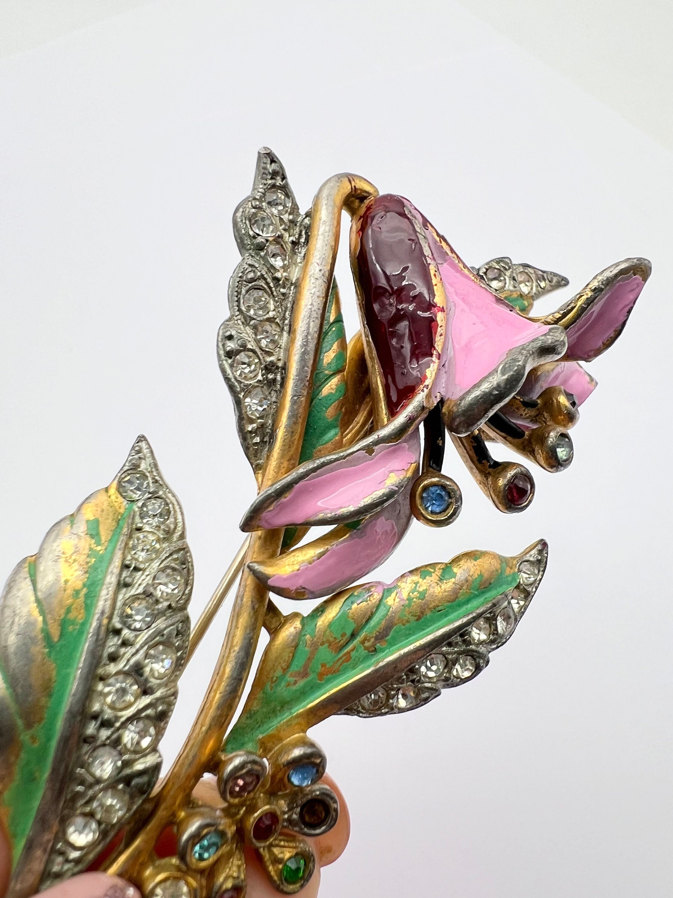 Vtg 1940s STERLING MARCASITE Lily Flower Brooch - Etsy