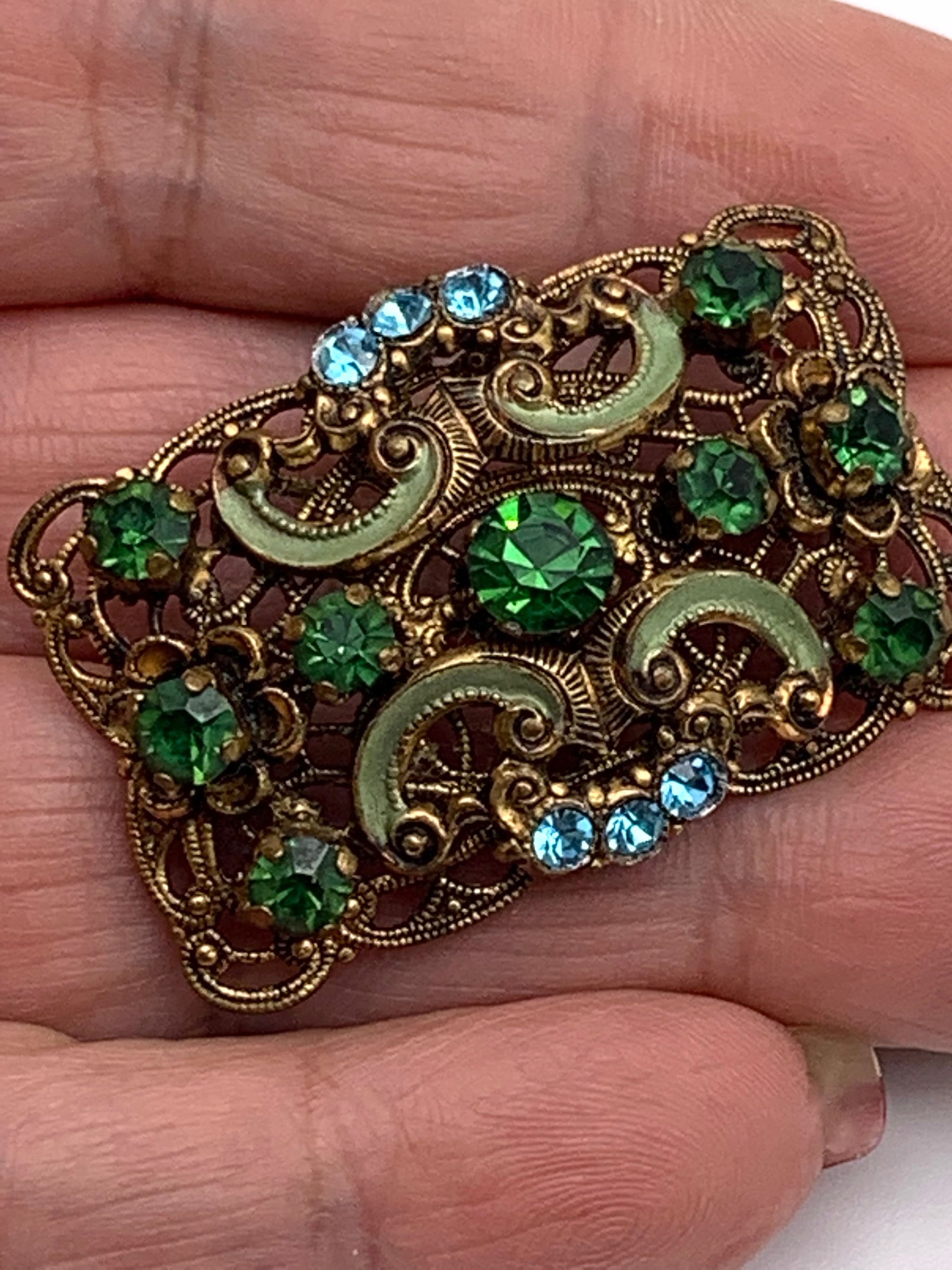1950's VENDOME Vintage Signed Gold & Rhinestones Mid-Century