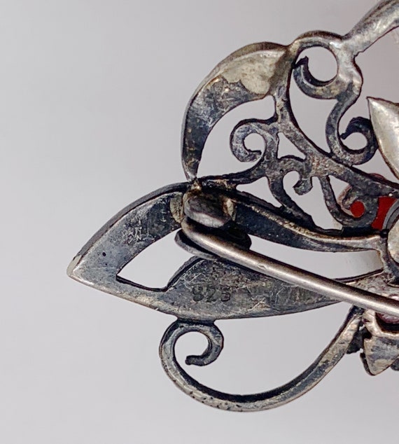 Ancient brooch 1940 - silver with genuine marcasi… - image 8