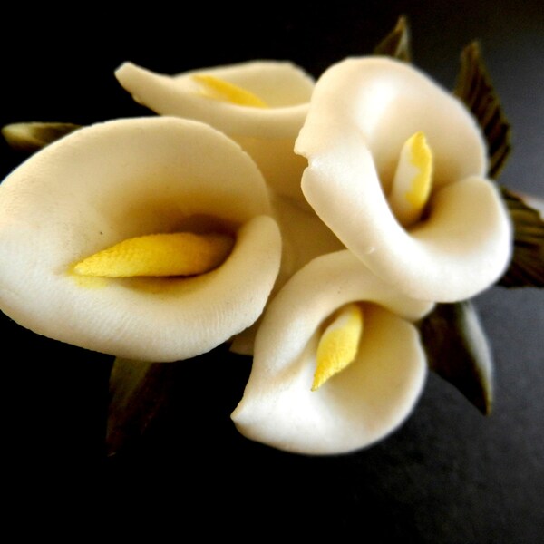 Magnificent and precious  Capodimonte porcelain -bouquet of callas - decoration, 1950, Italian -Art.780/2 -