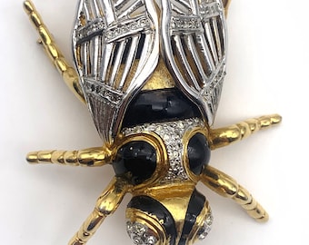 Vtg Large Rare VOGUE BIJOUX Insect Fly BROOCH Pin - High