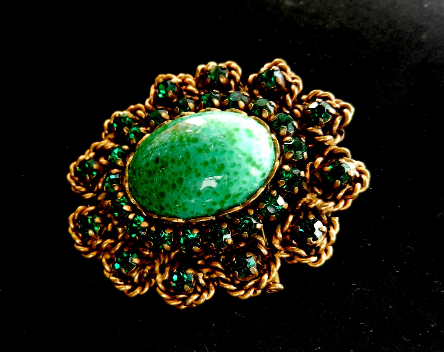 高い信頼 厚い信頼 Exquisite Vintage 1940s Magnificent Green Peking Glass Oval その他