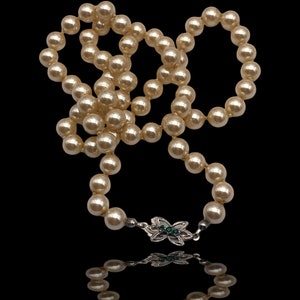 Raffinierte Glas Perle Handgeknüpfte Single Strand Oper Halskette - floral 800 Silber Verschluss Italienische Mark - Art.237 / 5