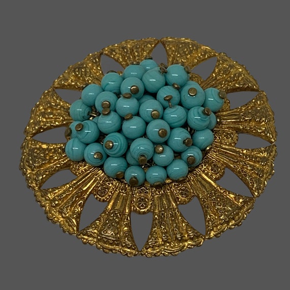 Very nice old 1940s European flower Brooch with g… - image 5