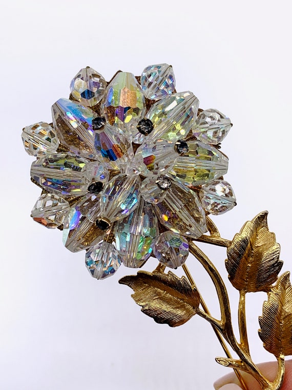 Iridescent Crystals Beaded long stemmed flower Br… - image 7