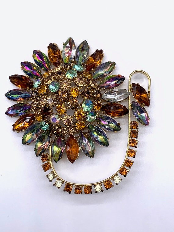 Amazing rhinestones large flower/sunflower  brooc… - image 4