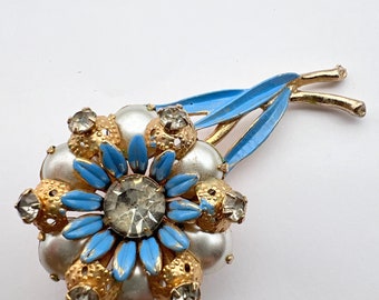 【blue sky様】#860　#858　#857　チャーム3点 Sweet 1940 Figural Blue Sky Flower Brooch, Charming Pin With