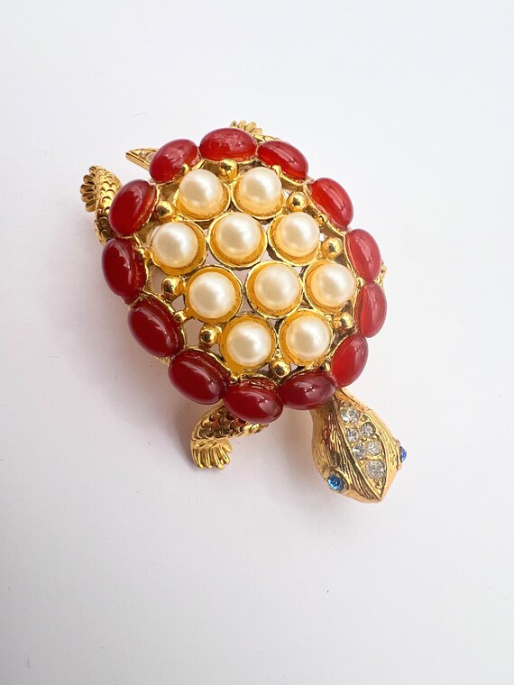 Jeweled nice figural turtle Sphinx unsigned brooc… - image 8