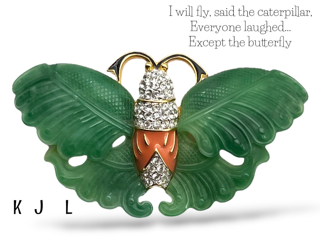Gorgeous Figural Brooch Kenneth Jay Lane - KJL Green Jade