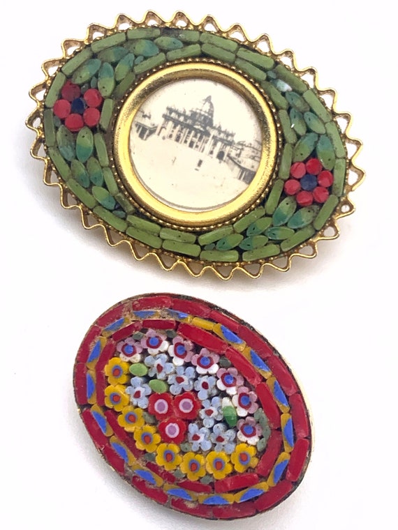 Vintage Italian 1950s fine micro mosaic brooches … - image 5