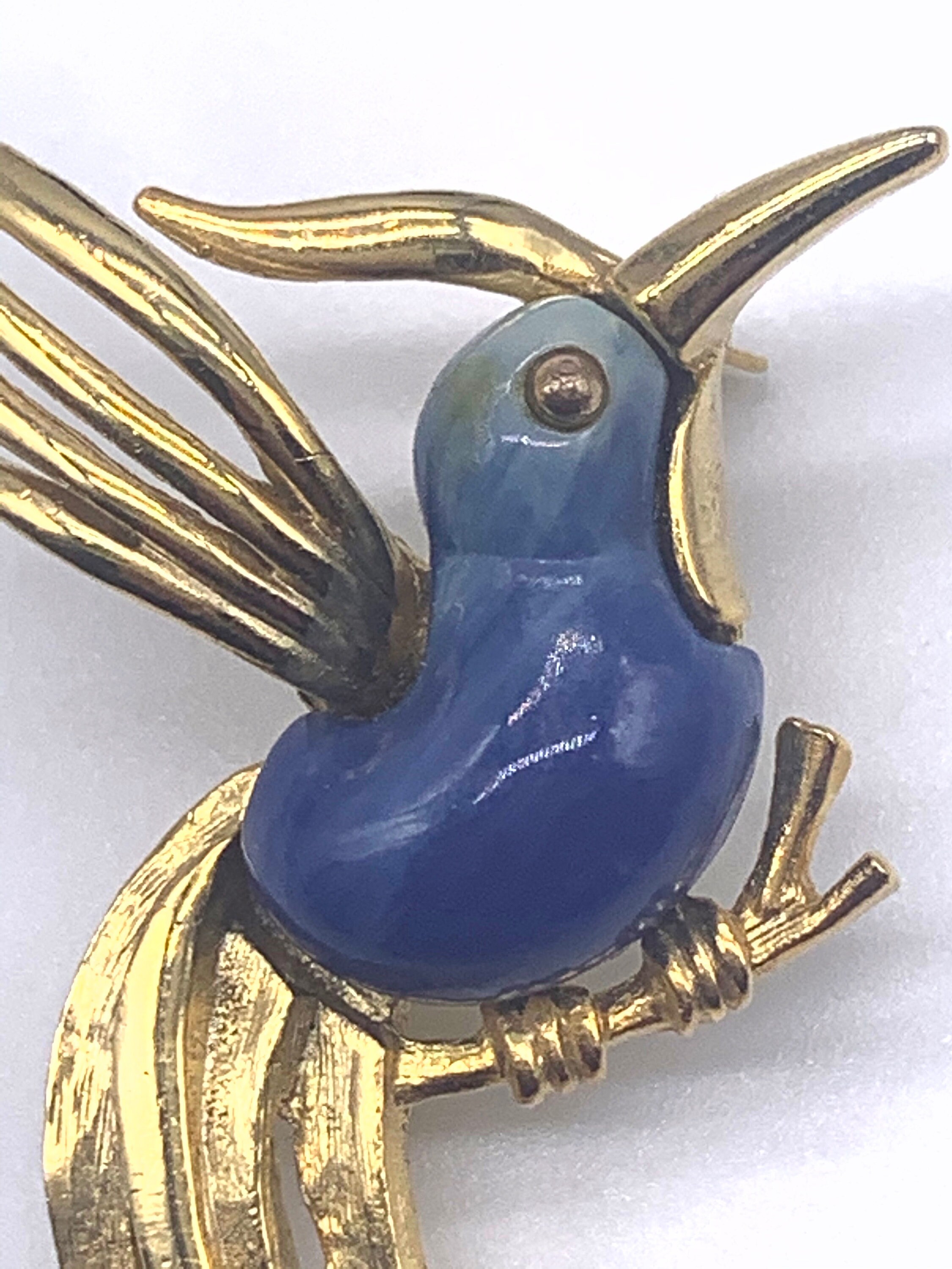 Grande Broche Vintage Oiseau Du Paradis - Marque Sphinx - Doré Plaqué Or, Excellent état