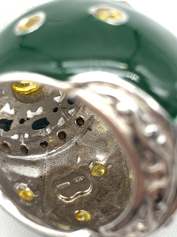 Showy large solid Ring 925 silver - enamel & crys… - image 8