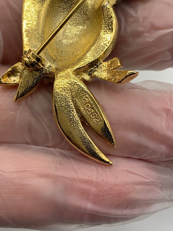 SPHINX Jeweled Parrot bird figural pin Glossy bla… - image 8