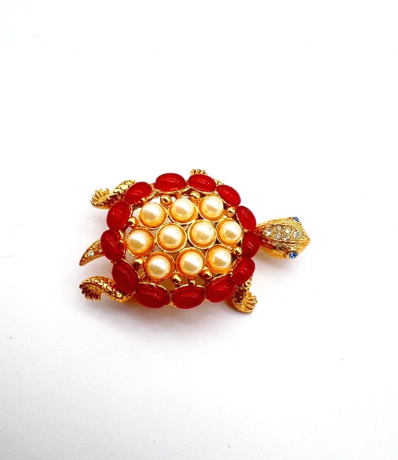 Jeweled nice figural turtle Sphinx unsigned brooc… - image 9