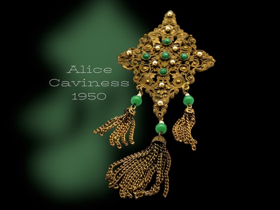 Rare Alice CAVINESS Victorian inspired brooch, el… - image 1