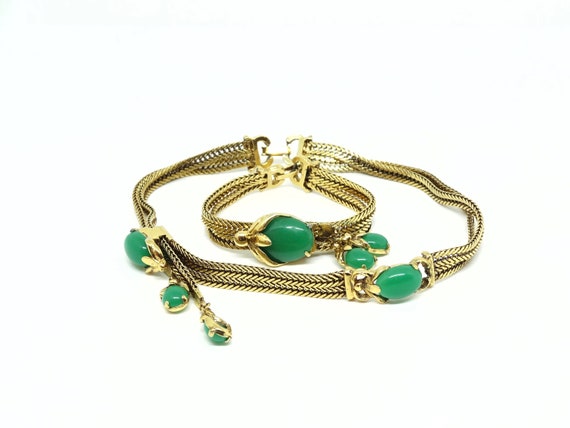 Aurora Borealis Beaded 3 strands cascaded necklace and Wraparound Bracelet set Art.2445 demi-set collectibles