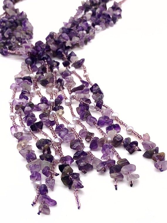Real Violet amethyst, genuine freshwater pearls &… - image 6