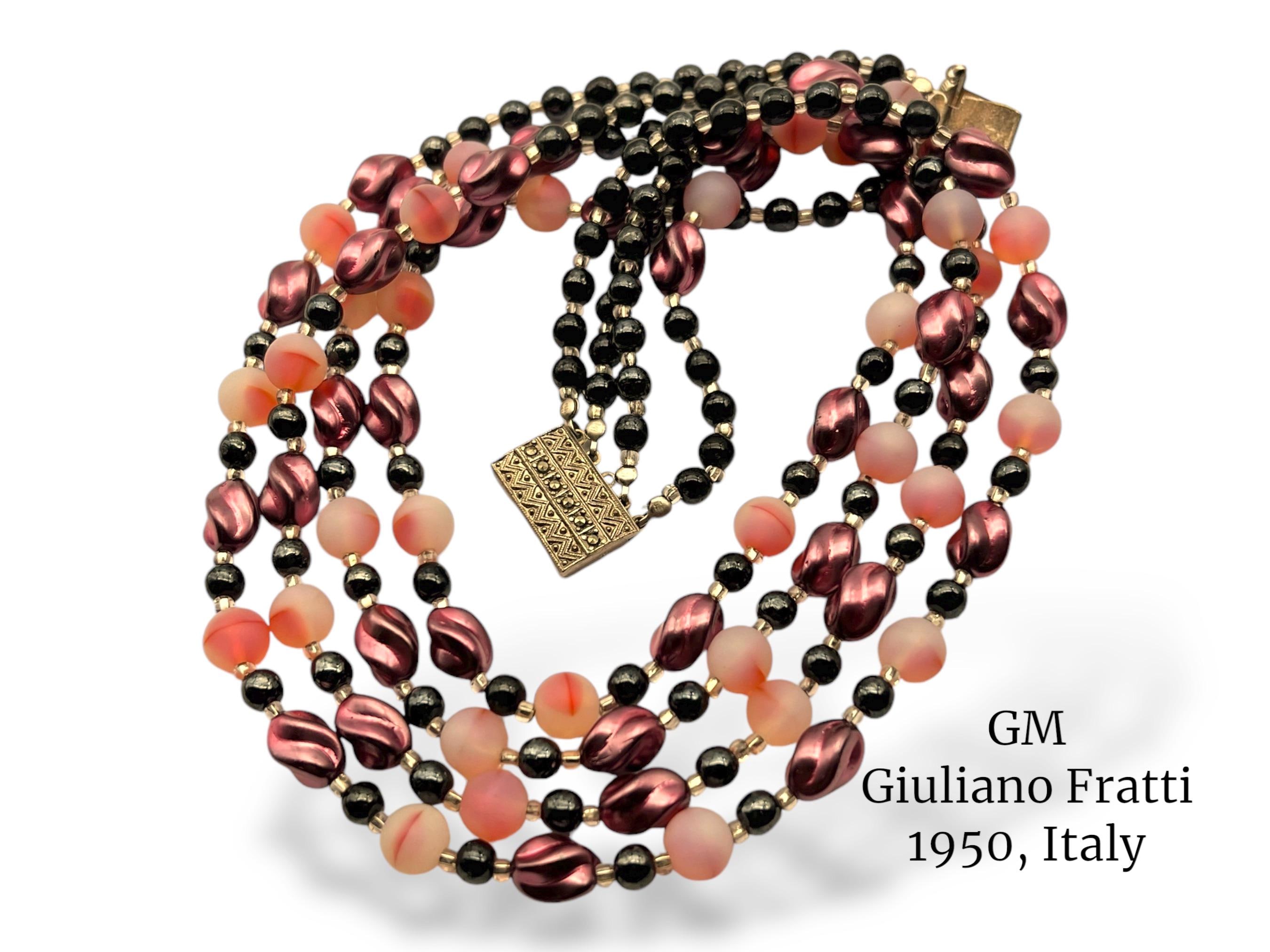 アクセサリー Gian Paolo Fantoni BEADS NECKLACE Seductive Giuliano Fratti GM Venetian Glass Beads in Luminescent