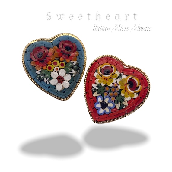 Amazing Sweetheart 1950s Micro Mosaic Italian pin… - image 1