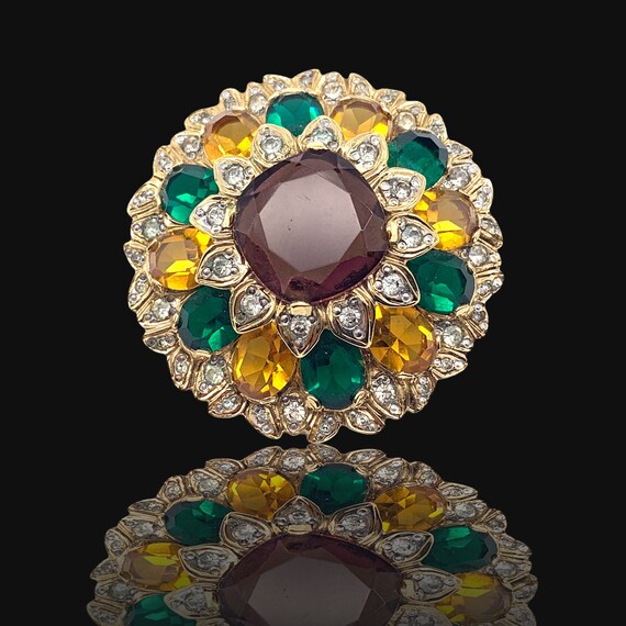 VOGUE BIJOUX♡vogue bijoux♡ヴィンテージブローチ♡ Gorgeous VOGUE BIJOUX Domed Layered Brooch - Hight-end