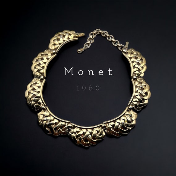 1960s MONET signed Stylish lattice pattern choker… - image 1
