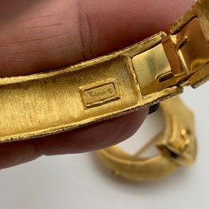 1960s Vintage Crown Trifari Gold Buckle Clamper Bracelet and - Etsy