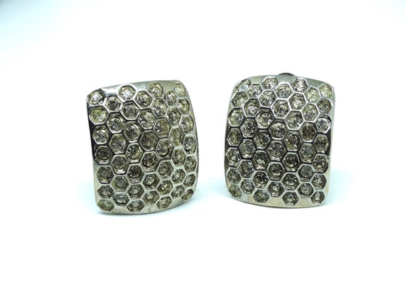 Fantastic vintage Earrings 1970 - clare pave crys… - image 8