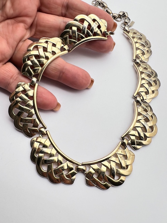 1960s MONET signed Stylish lattice pattern choker… - image 8
