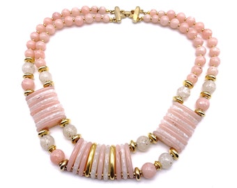 Beautiful Pink Choker Vintage 1960s - two strands of sweetness and romance in Egyptian Revival style-Art.96/2 -