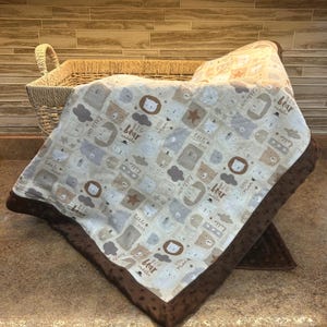 Homemade Minky Baby Blanket, Little Man Bear Cuddles, Blanket for Baby/Child