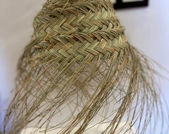 Hängande lampskärm i naturlig palmblad – Handgjord marockansk hängande lampa – Boho Woven Lighting