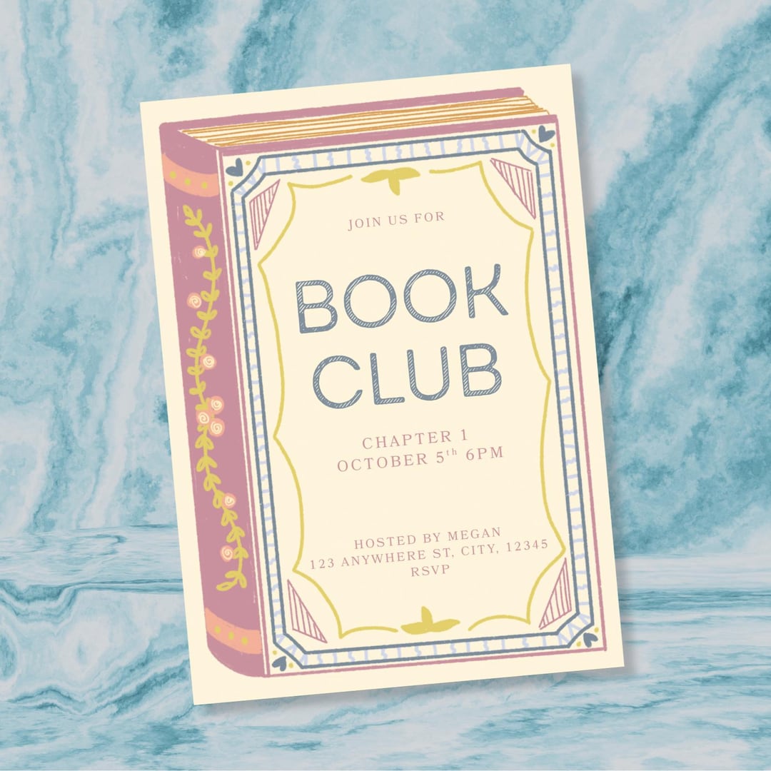 Colorful Book Club Invite, Books and Brews, Whimsical Details (editable ...