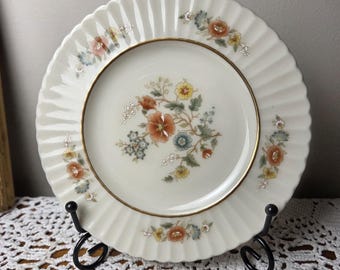 4 Vintage Lenox Temple Blossom bread & butter plates. 6 3/8&quot; plates. Orange, blue, and yellow flowers. Made in USA.
