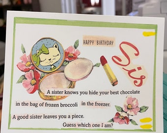 Print of Handmade Greeting Card Happy Birthday Sister