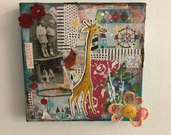 Original Mixed Media Collage - Wall Art Vintage Fun