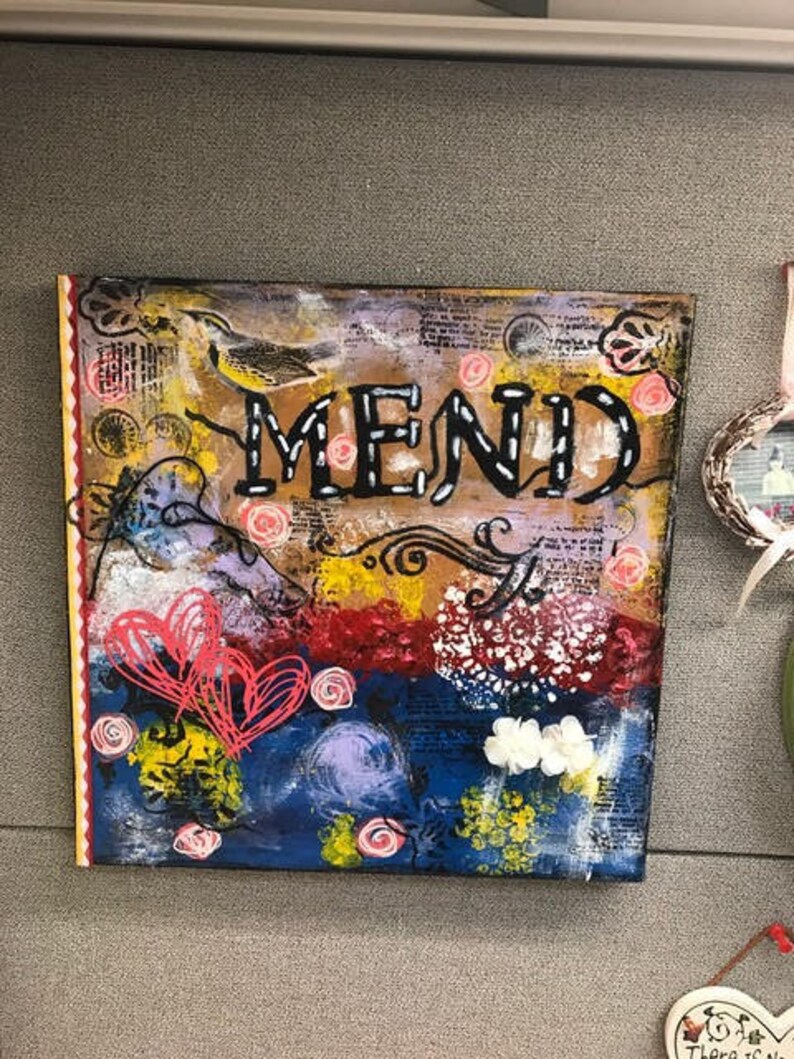 Original Mixed Media Wall Art Home Decor Mend Etsy
