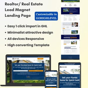 DFY Realtor Lead Funnel | GoHighLevel Landing Page & Email Capture | GHL Snapshot for Real Estate Agents | Real Estate Opt-in Page