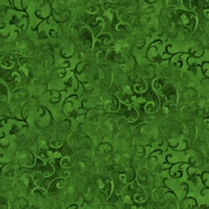 Quilting Cotton Fabric: Green Scroll Pattern - Soft, Seasonal Print