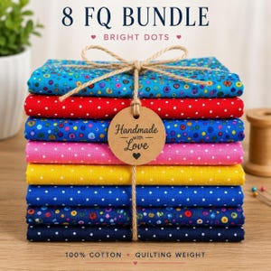 Fat Quarter Bundle: Bright Rainbow Confetti Dot Prints - 8 Pieces Quilt
