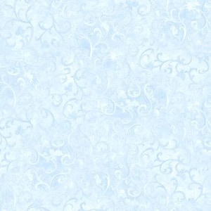 Coastal Blue Cotton Fabric, Light Scroll Pattern Quilt Half Yard