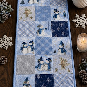 Let It Snow Man Christmas Table Runner Kit, 15" x 56", Villa Rosa Pattern, Advanced Beginner