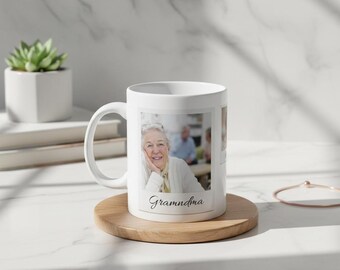 Personalized Grandma Photo Mug | Custom Family Photo Coffee Cup | Grandmother Gift with Kids Photos | Custom Ceramic Mug 11oz 15oz
