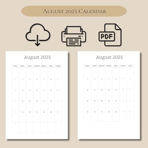 August 2025 Digital Calendar | Minimalist Monthly Planner |  A4 PDF  | GoodNotes, Notability| Downloadable | Chic & Simple