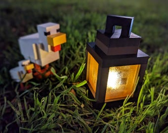 Minecraft-geïnspireerd cadeau, nachtkastjelamp, bureaulantaarn, vierkant licht, gamerlamp, pixellicht, 3D-geprint licht, bureaunachtlampje