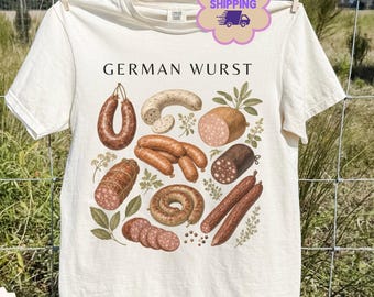 Comfort Colors® 90s German Wurst Sweatshirt, Retro German Food Tshirt, Sausage Graphic Sweater, Germany Lover, Bratwurst Tee, Germany Trip