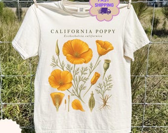 Comfort Colors® 90s  California Poppys Sweatshirt, Retro California Poppys Tshirt, Poppy Graphic Sweater, Retro Wildflower Lover, Beach Trip