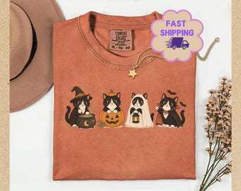 Comfort Colors® Tuxedo Cat Halloween Tshirt, Cute Tuxedo Cat Shirt, Spooky Tuxedo Cat Tee, Tuxedo Cat Halloween Shirt, Tuxedo Cat Lover Gift