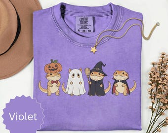 Comfort Colors® Halloween Bearded Dragon Youth Shirt, Spooky Bearded Dragon Kids Tee, Beardie Halloween Children Tee